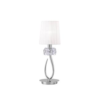 Netlighting Loewe Table Lamp 1 Light E14 Small Polished Chrome with White Shade in Silver