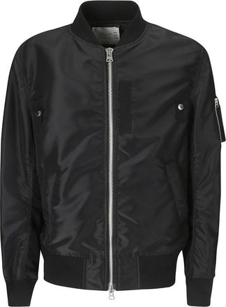 sacai Stijlvolle Jas met Rits en Zak - Heren - Bomber jackets - Zwart - S - Jassen