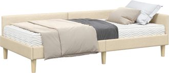vidaXL Estructura De Cama Esquina Con Colch&oacute;n 2 Uds. Crema 90 X 190 Cm Vidaxl