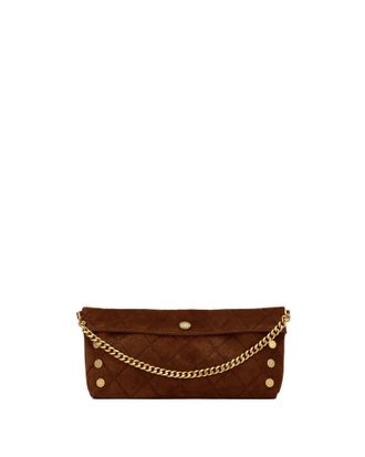 Hammitt Hammitt Invitation Clutch Chocolate Diamond Suede Antique Gold