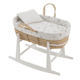 Cambrass Mois&eacute;s palma acolchado + patas madera blancas 39x80x61 cm crudo