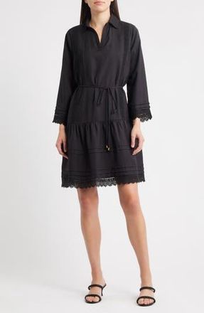 Julia Jordan Lace Long Sleeve Shirtdress in Black at Nordstrom Rack, Size X-Small