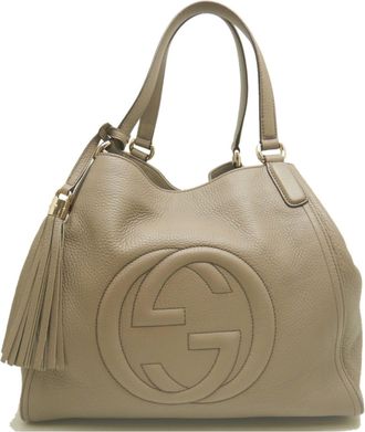 Gucci Grayish Leather Tote Bag (Pre-Owned)
