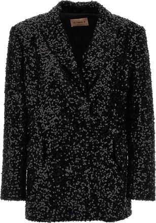 Le Twins Blazer doppiopetto con paillettes - Nero