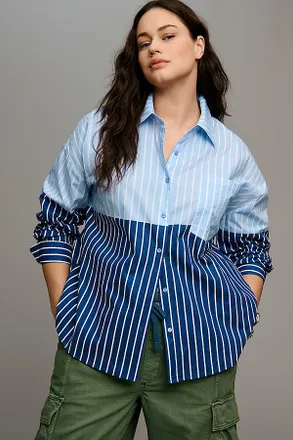 English Factory Colorblock Stripe Shirt Top