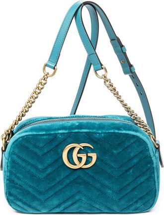 Gucci Pre-owned Womens Small GG Marmont Chain Crossbody Shoulder Bag - Teal - One Size