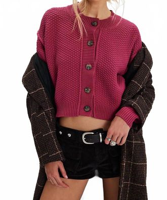 Free People Lila Long Sleeve Cardigan In Plum Drop