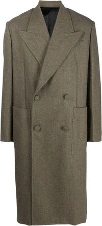 Givenchy double-breasted herringbone wool coat - men - Cupro/Wool - 48 - Green