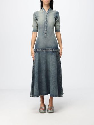 Diesel De-Anim-S Ribbed Denim Jersey Midi Shirt Dress