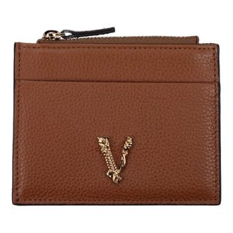 Versace Accessoires, Dames, Bruin, ONE Size, Leer, Zip Coin Purse