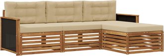 vidaXL Conjunto De Sof&aacute;s De Exterior 4 Uds. Natural Y Beige Poli&eacute;ster Vidaxl