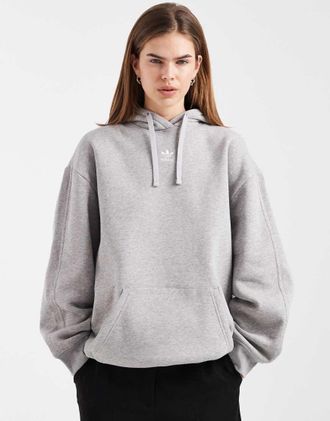 adidas Originals Essentials - Felpa con cappuccio oversize grigia-Grigio