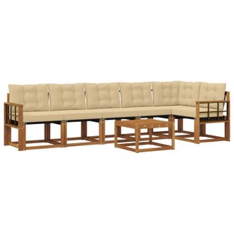 vidaXL Conjunto De Sof&aacute;s De Exterior Con Coj&iacute;n 7 Pcs Natural Y Beige Vidaxl
