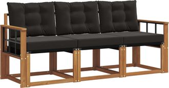vidaXL Conjunto De Sof&aacute;s De Exterior 3 Uds. Natural Y Negro Vidaxl