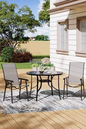 Living and Home 3Pcs Outdoor Garden Dining Bistro Set in Black