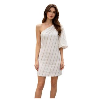 Simona Corsellini Short Dresses, female, White, Size: XS One-shoulder Short Dress