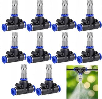 OEM 10 Boquillas De Lat&oacute;n Con Conector En T De 6 Mm - Boquillas De Microgoteo - Boquillas De Jard&iacute;n Para Sistemas De Refrigeraci&oacute;n Y Nebulizaci&oacute;n Exterior
