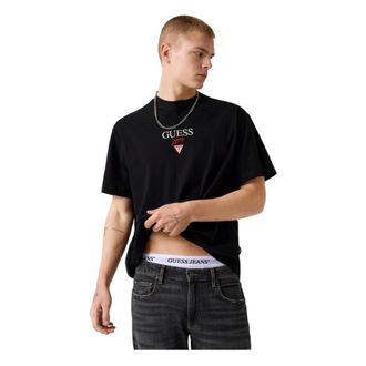 Guess T-Shirts, male, Black, Size: XS Printed Logo T-Shirt