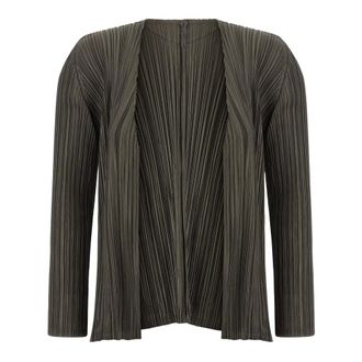 Issey Miyake Mellow Pleats Cardigan - Dames - Truien - Groen - Maat: 2XL Poliester