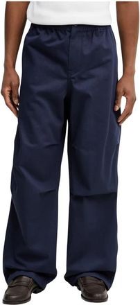 Kenzo Visgraat broek met elastische tailleband - Heren - Wijde Broeken - Blauw - L - Katoen - Broeken