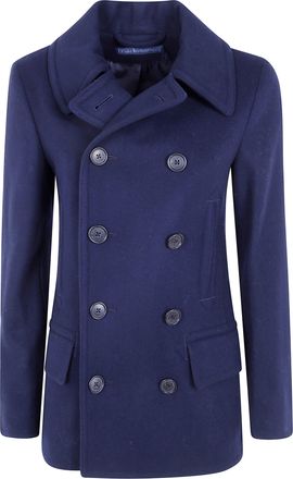 Ralph Lauren Coat Wool Blue Woven Coat