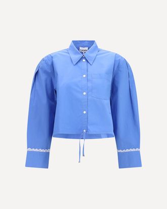 Ganni Cotton Shirt with lace details Female 36