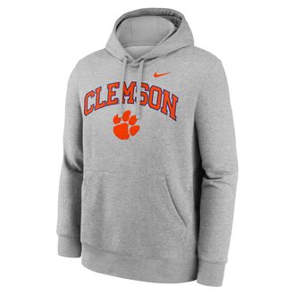 Nike Clemson Arch Nike Mens College Pullover Hoodie in Grey | NKDK06GCLN-Y48