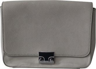 Loeffler Randall Lock Flap Handbag with Metal Chain in Grey Leather