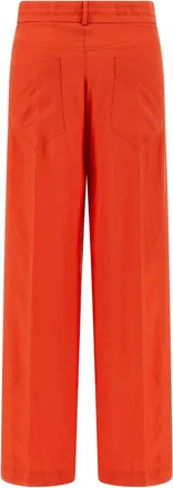 Nude Wide-Leg Viscose Trousers - Red