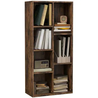 HOMCOM Homcom - estanter&iacute;a para libros librer&iacute;a de madera con 7 compartimentos de almacenaje plantas archivos para sala de estar dormitorio 50x24x106cm