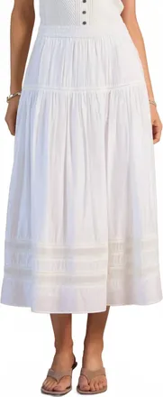 Current Air Tiered Gathered Skirt With Ladder Lace In White