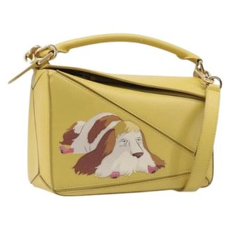 Loewe Pre-owned Shoulder Bag - Dames - Vintage Schoudertas - Geel - ONE Size - Leer - Vintage