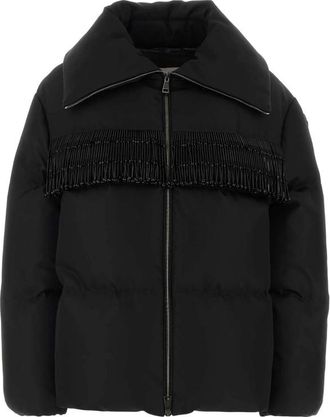 Moncler Manchot Beaded-trim Mid-length Down Jacket