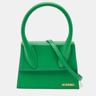 Jacquemus Grand Le Chiquito Green Leather Top Handle Bag