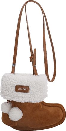 Generic Furry Shoulder Bag Solid Colour Plush Purses for Women Work Everyday (Brown)