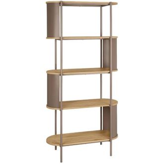 Sweeek Bookshelf with curved metal and wood decor, 5 levels, brown 80x33.8x172 cm - Molto