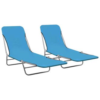 Les Tendances Les Tendances - Tumbonas Plegables 2 Piezas Acero Y Tela Azul 020011932