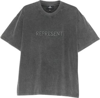 Represent T-shirt in cotone con ricamo - Grigio