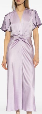 Victoria Beckham Womens Long Mc Gathered Violet Neck Dress - Lilac - Size EU 38 (Womens)