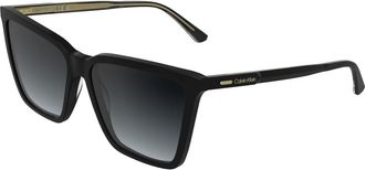 Calvin Klein Ck 26506S Rechthoekige Zonnebril - Dames - Zonnebrillen - Zwart - 57 MM - Accessoires