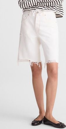 Madewell The Essex Ripped Long Baggy Denim Shorts in Tile White at Nordstrom, Size 24