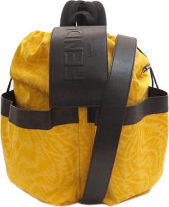 Fendi Black Yellow Canvas Backpack (Pre-Owned)