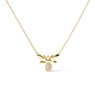 House of Brilliance 10K Yellow Gold Diamond Accented Bumble Bee Pendant Inch Necklace at Nordstrom