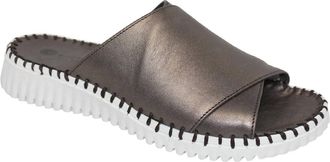 Eric Michael Womens Gloria Comfort Slide In Pewter Leather
