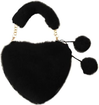 Generic Fashion Headband Matching Bags Color Shoulder Bag Heart Shape Handbag Valentine Day Love Bag Shoulder Handbag with Multiple Compartments (Black, One S