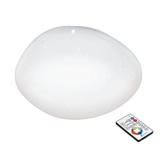 Loops Wall Flush Ceiling Light White Shade White Plastic With Crystal Effect LED 21W
