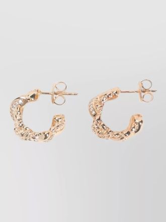 Bottega Veneta brass hoop earrings crystal detail pattern