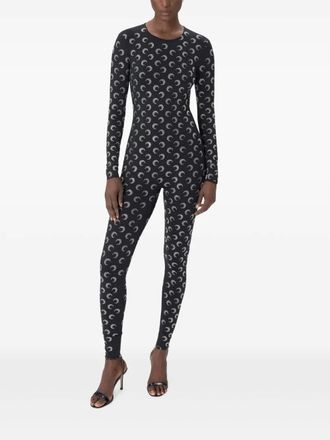 Marine Serre Jersey jumpsuit met Moon-patroon - Zwart