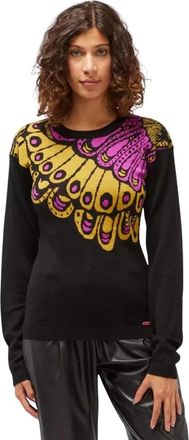 Custo Barcelona Butterfly Gebreide Trui - Dames - Ronde hals truien - Zwart - XL - Wol - Truien & Vesten