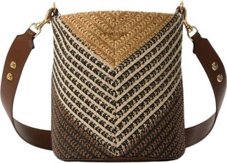 Twinset Jacquard Raffia Bucket Bag - Dames - Schoudertassen - Veelkleurig - ONE Size - Katoen - Tassen